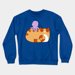 Octopus and Orange Tabby cat Crewneck Sweatshirt